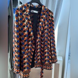 ZARA Multicolor Belted Jacket in XS